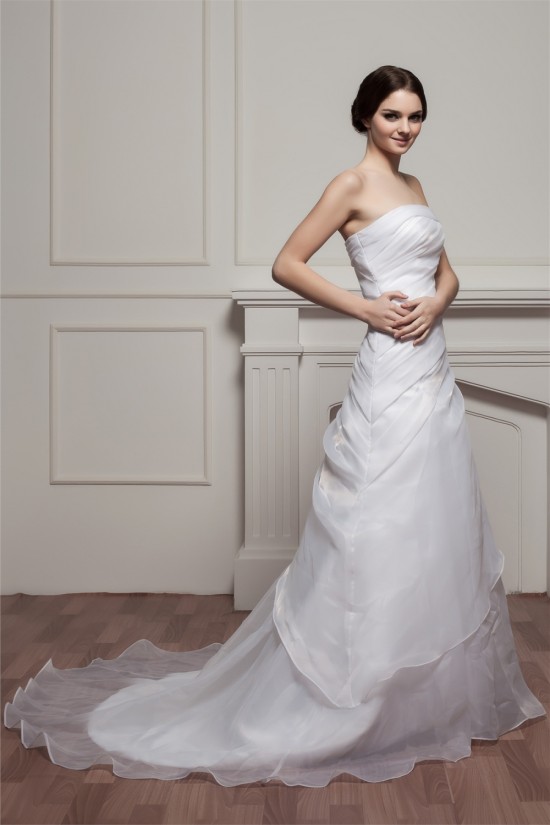 Strapless Sleeveless A-Line Satin Beautiful Wedding Dresses 2031002 Strapless Sleeveless A-Line Satin Beautiful Wedding Dresses 2031002