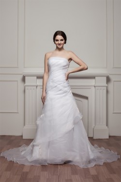 Strapless Sleeveless A-Line Satin Beautiful Wedding Dresses 2031002