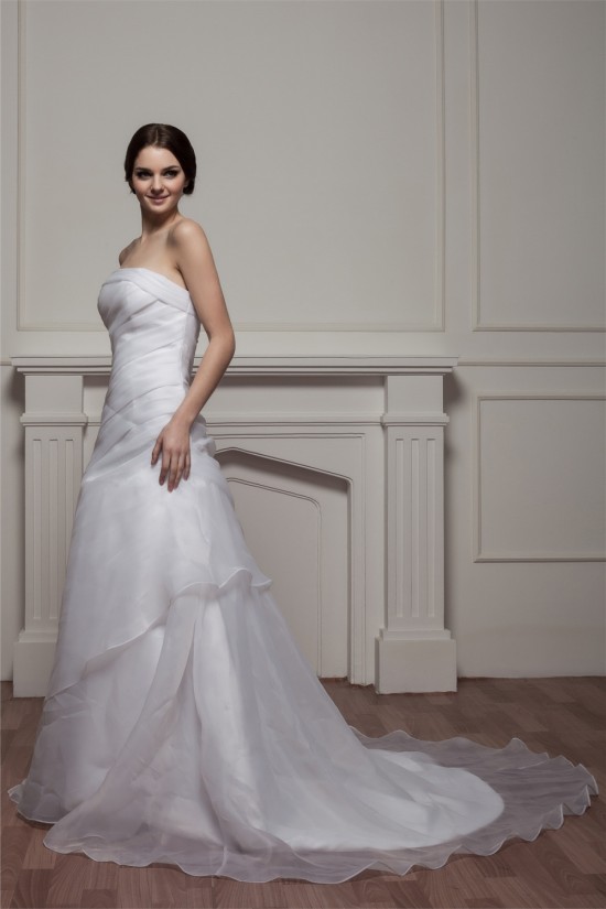 Strapless Sleeveless A-Line Satin Beautiful Wedding Dresses 2031002 Strapless Sleeveless A-Line Satin Beautiful Wedding Dresses 2031002