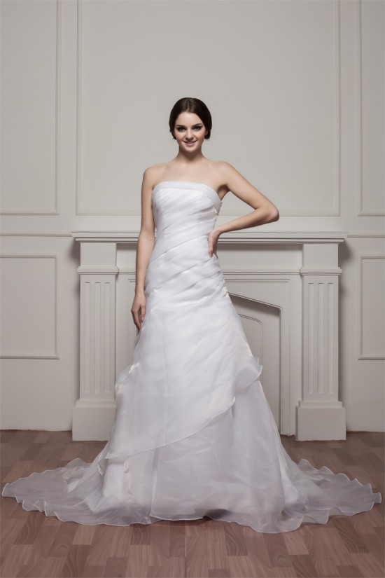 Strapless Sleeveless A-Line Satin Beautiful Wedding Dresses 2031002 Strapless Sleeveless A-Line Satin Beautiful Wedding Dresses 2031002