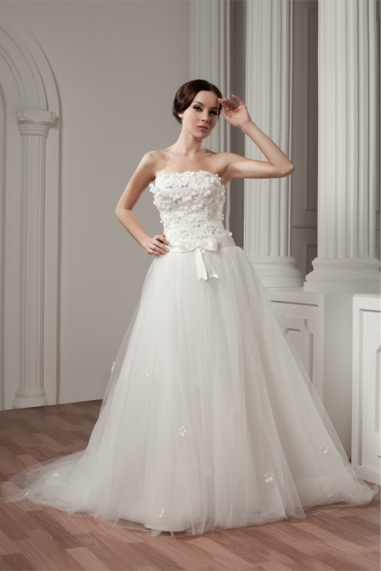 Strapless Sleeveless Satin Fine Netting Wedding Dresses 2031007 Strapless Sleeveless Satin Fine Netting Wedding Dresses 2031007