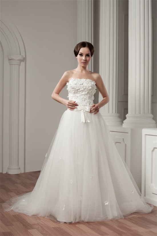 Strapless Sleeveless Satin Fine Netting Wedding Dresses 2031007 Strapless Sleeveless Satin Fine Netting Wedding Dresses 2031007
