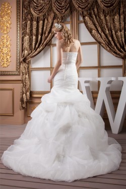 Strapless Sleeveless Satin Mermaid/Trumpet Wedding Dresses 2031008