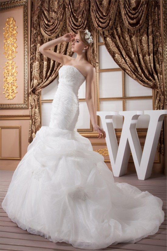 Strapless Sleeveless Satin Mermaid/Trumpet Wedding Dresses 2031008 Strapless Sleeveless Satin Mermaid/Trumpet Wedding Dresses 2031008