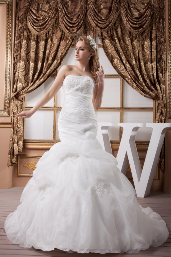 Strapless Sleeveless Satin Mermaid/Trumpet Wedding Dresses 2031008 Strapless Sleeveless Satin Mermaid/Trumpet Wedding Dresses 2031008