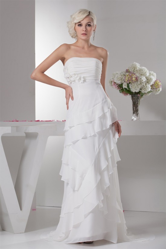 Strapless Sleeveless Sheath/Column Chiffon Wedding Dresses 2031009 Strapless Sleeveless Sheath/Column Chiffon Wedding Dresses 2031009