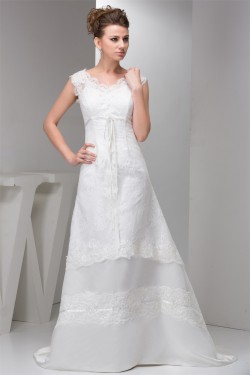 Straps Sleeveless A-Line V-Neck Lace Wedding Dresses 2031011