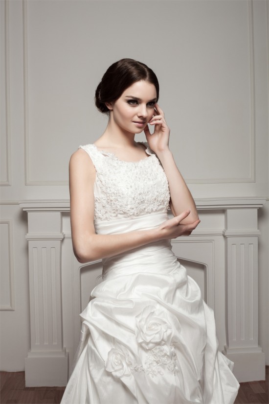 Straps Sleeveless Satin Taffeta A-Line Lace Beautiful Wedding Dresses 2031012 Straps Sleeveless Satin Taffeta A-Line Lace Beautiful Wedding Dresses 2031012