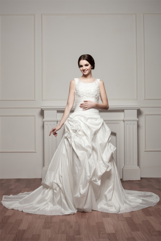 Straps Sleeveless Satin Taffeta A-Line Lace Beautiful Wedding Dresses 2031012 Straps Sleeveless Satin Taffeta A-Line Lace Beautiful Wedding Dresses 2031012