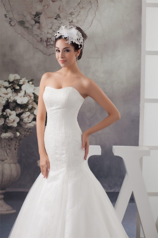 Sweetheart A-Line Sleeveless Satin Fine Netting Beaded Wedding Dresses 2031016 Sweetheart A-Line Sleeveless Satin Fine Netting Beaded Wedding Dresses 2031016