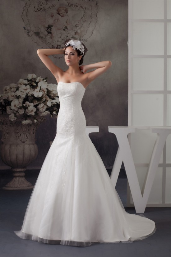 Sweetheart A-Line Sleeveless Satin Fine Netting Beaded Wedding Dresses 2031016 Sweetheart A-Line Sleeveless Satin Fine Netting Beaded Wedding Dresses 2031016