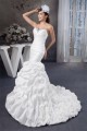 Sweetheart Mermaid/Trumpet Sleeveless Satin Taffeta Beaded Wedding Dresses 2031018