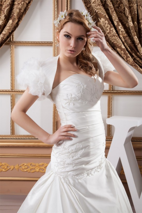 Sweetheart Short Sleeve Satin A-Line Beaded Beautiful Wedding Dresses 2031024 Sweetheart Short Sleeve Satin A-Line Beaded Beautiful Wedding Dresses 2031024