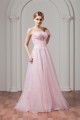 Sweetheart Sleeveless A-Line Satin Organza Beaded Pink Wedding Dresses 2031025