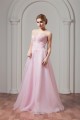 Sweetheart Sleeveless A-Line Satin Organza Beaded Pink Wedding Dresses 2031025
