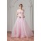 Sweetheart Sleeveless A-Line Satin Organza Beaded Pink Wedding Dresses 2031025