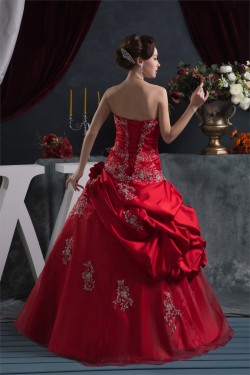 Sweetheart Sleeveless Floor-Length Ball Gown Red Wedding Dresses 2031028