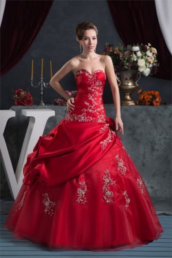 Sweetheart Sleeveless Floor-Length Ball Gown Red Wedding Dresses 2031028