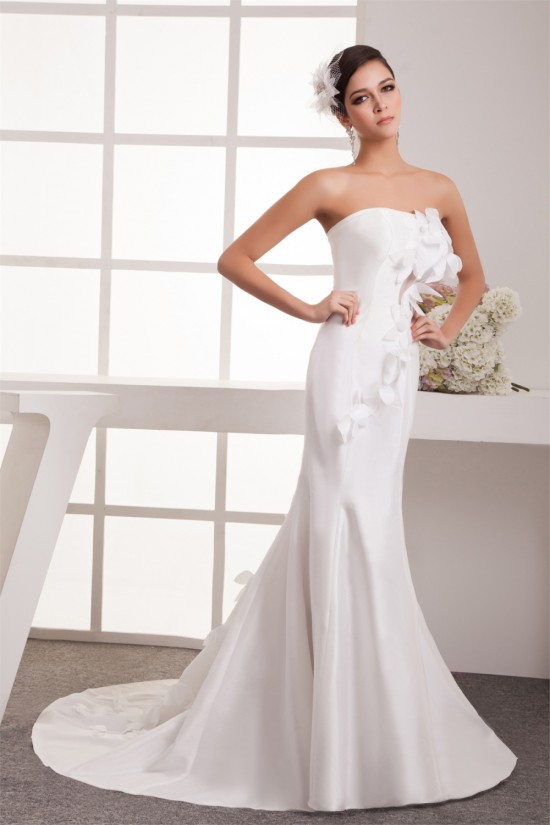 Mermaid/Trumpet Taffeta Fine Netting Strapless Wedding Dresses 2031031