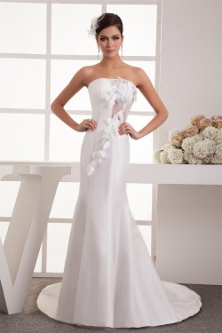 Mermaid/Trumpet Taffeta Fine Netting Strapless Wedding Dresses 2031031