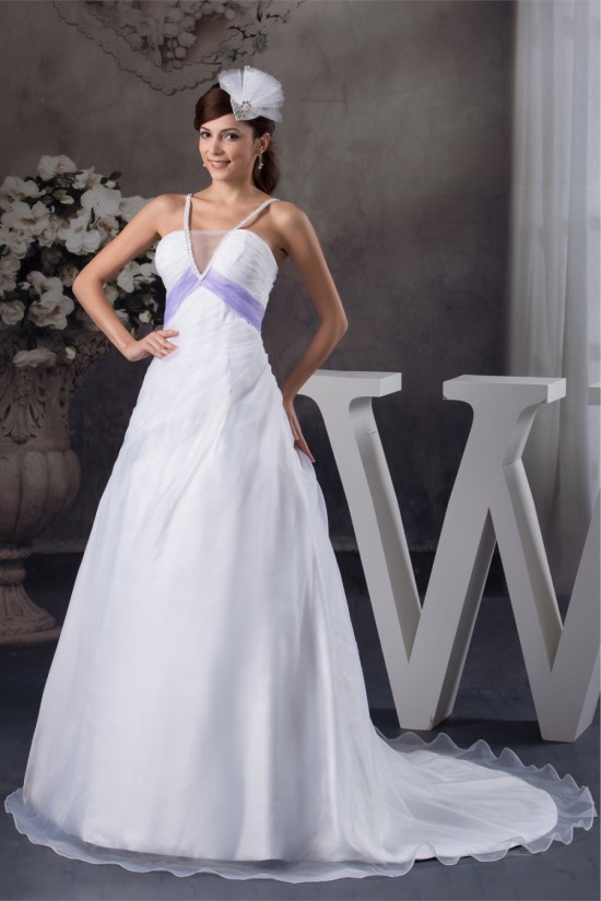 A-Line Satin Sleeveless V-Neck Beaded Wedding Dresses 2031032 A-Line Satin Sleeveless V-Neck Beaded Wedding Dresses 2031032