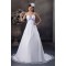 A-Line Satin Sleeveless V-Neck Beaded Wedding Dresses 2031032