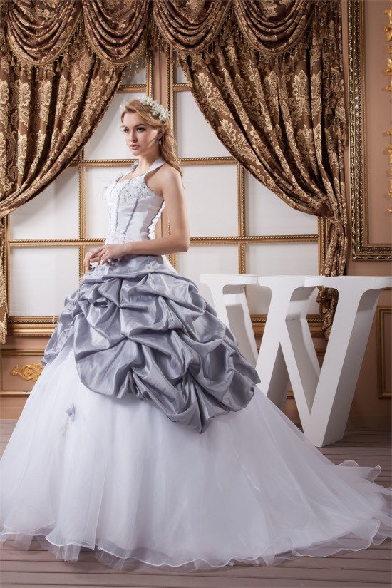 A-Line Satin Taffeta Halter Sleeveless Sweet Wedding Dresses 2031033 A-Line Satin Taffeta Halter Sleeveless Sweet Wedding Dresses 2031033