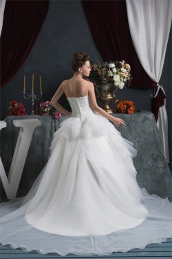 A-Line Strapless Sleeveless Beaded Applique Wedding Dresses 2031036