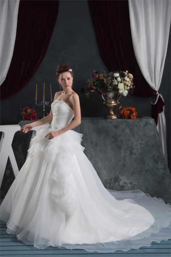 A-Line Strapless Sleeveless Beaded Applique Wedding Dresses 2031036 A-Line Strapless Sleeveless Beaded Applique Wedding Dresses 2031036