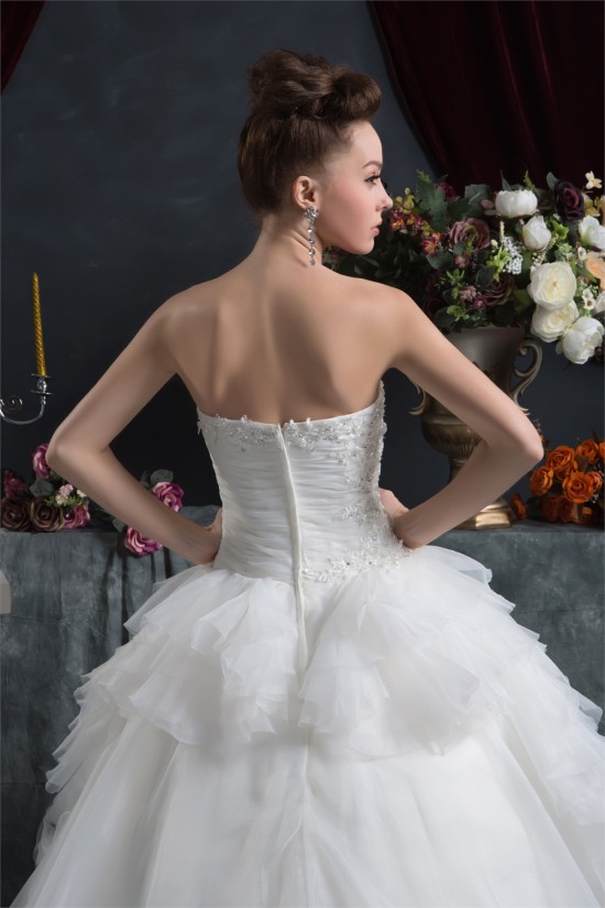 A-Line Strapless Sleeveless Beaded Applique Wedding Dresses 2031036 A-Line Strapless Sleeveless Beaded Applique Wedding Dresses 2031036