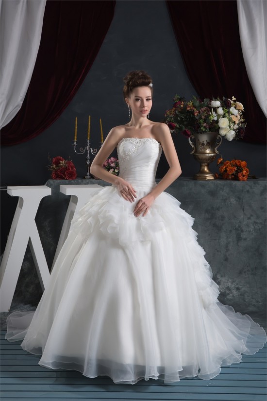A-Line Strapless Sleeveless Beaded Applique Wedding Dresses 2031036 A-Line Strapless Sleeveless Beaded Applique Wedding Dresses 2031036