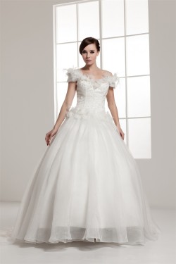 A-Line Straps Sleeveless Off-the-Shoulder Wedding Dresses 2031037