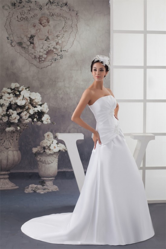 A-Line Sleeveless Strapless Wedding Dresses 2031038