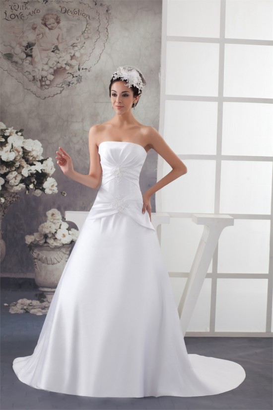 A-Line Sleeveless Strapless Wedding Dresses 2031038