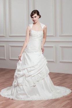 Unique Design Taffeta A-Line Sleeveless Wedding Dresses 2031043