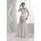 V-Neck Satin Sleeveless Handmade Flowers Wedding Dresses 2031045