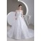 A-Line V-Neck Satin Fine Netting Long Sleeve Beaded Lace Wedding Dresses 2031047