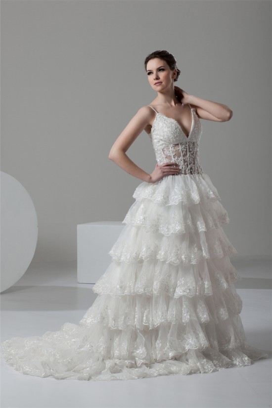 A-Line V-Neck Satin Organza Sleeveless Lace Embellished Wedding Dresses 2031048 A-Line V-Neck Satin Organza Sleeveless Lace Embellished Wedding Dresses 2031048