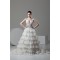 A-Line V-Neck Satin Organza Sleeveless Lace Embellished Wedding Dresses 2031048