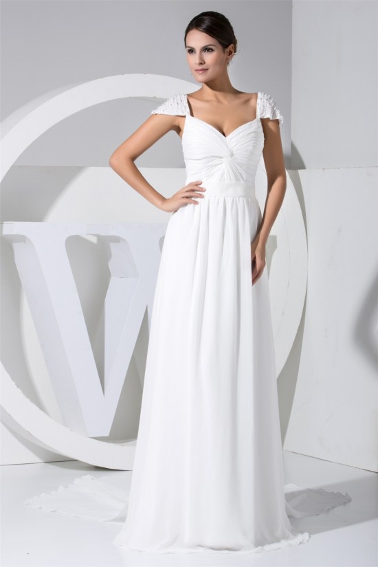 Sheath/Column Cap Sleeve Chiffon Wedding Dresses 2030105 Sheath/Column Cap Sleeve Chiffon Wedding Dresses 2030105