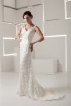 V-Neck Sleeveless Mermaid/Trumpet Satin Lace Fine Netting Wedding Dresses 2031050 V-Neck Sleeveless Mermaid/Trumpet Satin Lace Fine Netting Wedding Dresses 2031050