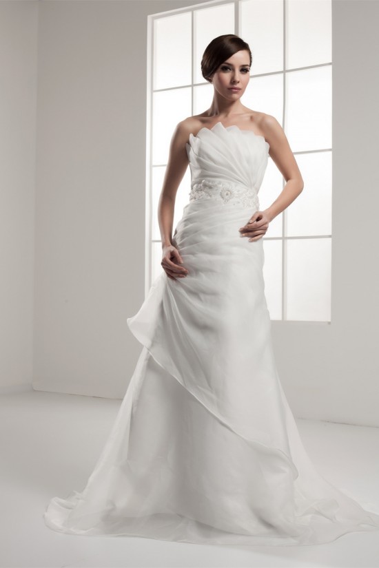 A-Line Sleeveless Strapless Beaded Wedding Dresses 2031051 A-Line Sleeveless Strapless Beaded Wedding Dresses 2031051