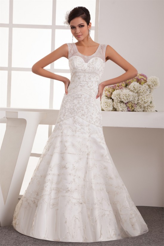 Scoop Satin Organza A-Line Wedding Dresses 2031052 Scoop Satin Organza A-Line Wedding Dresses 2031052