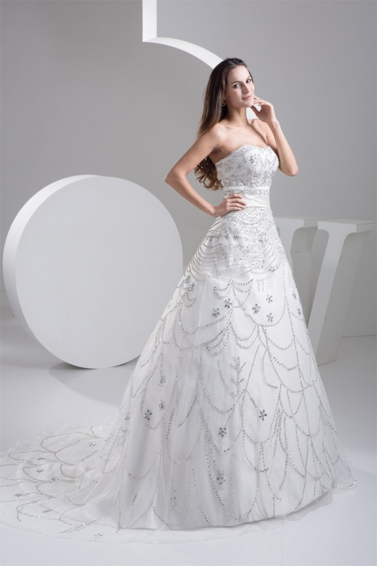 A-Line Strapless Beaded Sleeveless Wedding Dresses 2031055 A-Line Strapless Beaded Sleeveless Wedding Dresses 2031055