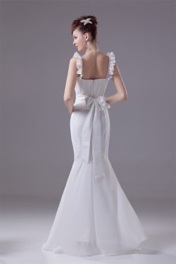 Mermaid/Trumpet Floor-Length Chiffon Sleeveless Best Wedding Dresses 2030106