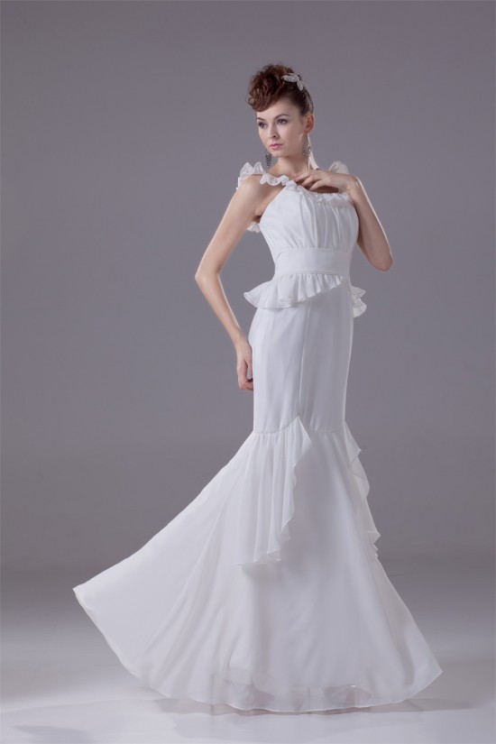 Mermaid/Trumpet Floor-Length Chiffon Sleeveless Best Wedding Dresses 2030106 Mermaid/Trumpet Floor-Length Chiffon Sleeveless Best Wedding Dresses 2030106