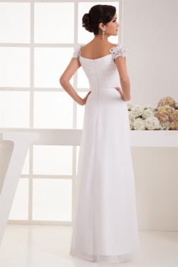 Wonderful A-Line Square Chiffon Lace Floor-Length Wedding Dresses 2031062
