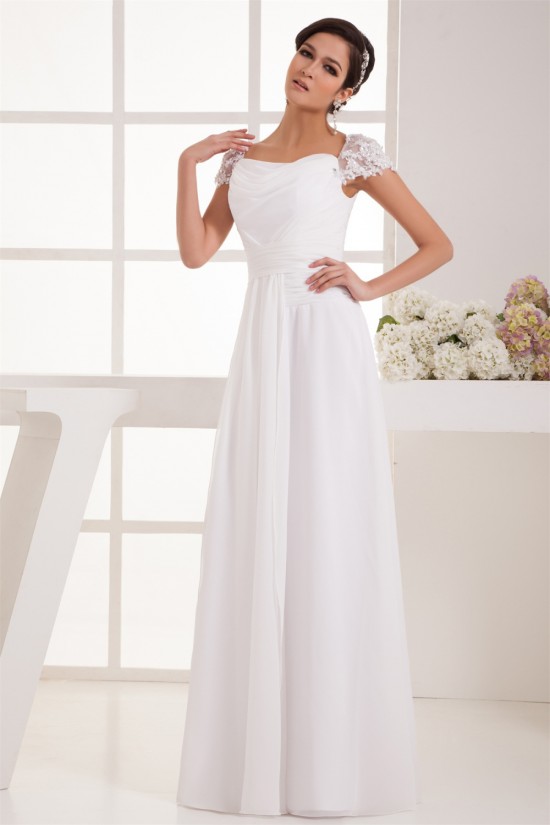 Wonderful A-Line Square Chiffon Lace Floor-Length Wedding Dresses 2031062 Wonderful A-Line Square Chiffon Lace Floor-Length Wedding Dresses 2031062