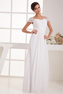 Wonderful A-Line Square Chiffon Lace Floor-Length Wedding Dresses 2031062