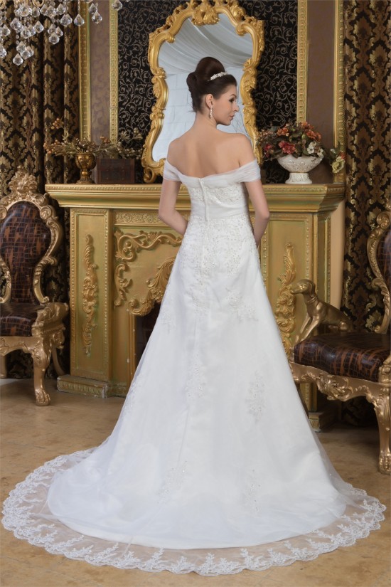 Wonderful Off-the-Shoulder A-Line Sleeveless Beaded Lace Wedding Dresses 2031065 Wonderful Off-the-Shoulder A-Line Sleeveless Beaded Lace Wedding Dresses 2031065